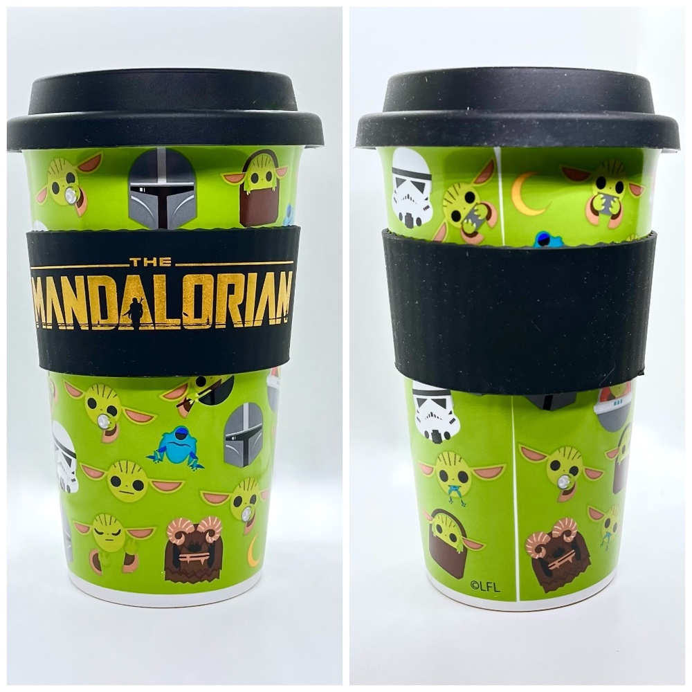 Star Wars Tall Ceramic Mug Rubber Top Lucasfilms Galerie Yoda Mandalorian New